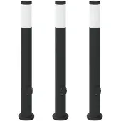 vidaXL Bolderverlichting met stopcontact 3 stuks 80 cm roestvrij staal IP44