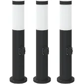 vidaXL Bolderverlichting met stopcontact 3 stuks 50 cm roestvrij staal IP44