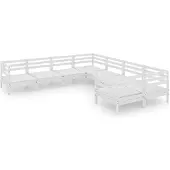 vidaXL 8-delige loungeset voor de tuin, massief grenenhout, wit