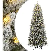 vidaXL Kunstkerstboom met sneeuw, 150 LED-lampjes, 150 cm