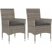 vidaXL Tuinstoelen met kussens, 2 stuks, grijs, polyrotan