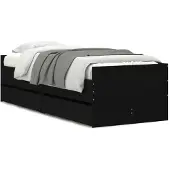 vidaXL Bedframe met lades zwart 75x190 cm Small Single