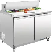 Polar Saladette met Werkblad en Wielen 2 Deurs