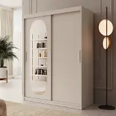 Meubella - Kledingkast Bodhi - Beige - 150 cm - Met spiegel