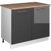 Vicco Wastafelkast Fame-Line, Antraciet Hoogglans/Wit, 100 cm, WB Eik