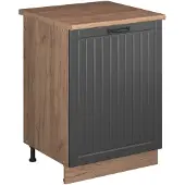 Vicco Wastafelkast Fame-Line, Donkergrijs/Goudkleurig Eiken, 60 cm