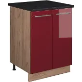 Vicco Wastafelkast Fame-Line, Bordeauxrode hoogglans/Goudkleurig Eiken, 60 cm