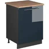 Vicco Wastafelkast Fame-Line, Donkerblauw hoogglans/Antraciet, 60 cm