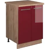 Vicco Wastafelkast Fame-Line, Bordeauxrode hoogglans/Goudkleurig Eiken, 60 cm