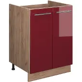 Vicco Wastafelkast Fame-Line, Bordeauxrode hoogglans/Goudkleurig Eiken, 60 cm