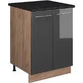 Vicco Wastafelkast Fame-Line Antraciet Hoogglans/Goudkleurig Eiken 60 cm, Model 65218
