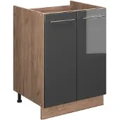 Vicco Wastafelkast Fame-Line, Antraciet Hoogglans/Goudkleurig Eiken, 60 cm