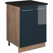 Vicco Wastafelkast Fame-Line Donkerblauw hoogglans/Goudkleurig Eiken 60 cm, Model 65242