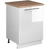 Vicco Keukenonderkast Fame-Line, Wit Hoogglans/Wit, 60 cm 1 deur met werkblad