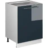 Vicco Keukenonderkast Fame-Line, Donkerblauw hoogglans/Wit, 60 cm 1 deur zonder werkblad