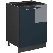Vicco Keukenonderkast Fame-Line, Donkerblauw hoogglans/Antraciet, 60 cm 1 deur zonder werkblad