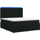 vidaXL LED Boxspringbed met Matras Zwart 160 x 200 cm Stof