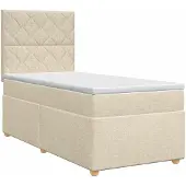 vidaXL Boxspringbed met matras Crèmekleurig 100 x 200 cm Stof