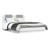 vidaXL Bedframe met hoofdeinde, wit, 140x200 cm, houtvezel