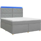 vidaXL Boxspringbed met matras, lichtgrijs, 160 x 200 cm, gestoffeerd