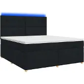 vidaXL Boxspringbed met matras, zwart, 160 x 200 cm, gestoffeerd