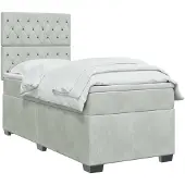 vidaXL Boxspringbed met matras, lichtgrijs, 90 x 200 cm, fluweel