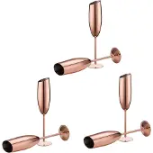 Torribaly Set van 6 champagneglazen van roestvrij staal, roségoud, ongebroken