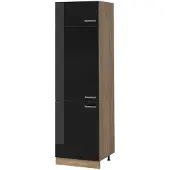 Vicco Hoge kast R-Line Zwart hoogglans/Goudkleurig Eiken 60 cm, Model 63207