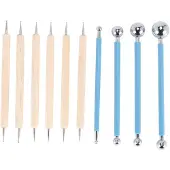 Semoic 10-Delige Puntgereedschappen met Balpennen voor Mandala-Rotsschilderen, Aardewerk-Klei-Ambachten, Reliëfkunst