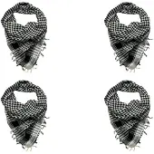 Exogio 4X Unisex Scarf Polyester Plaid Tassel Arab Desert Shemagh,Black
