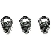 Exogio 3X Unisex Scarf Polyester Plaid Tassel Arab Desert Shemagh,Black