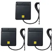 Torribaly 3X USB-Smartcardlezer Atm Bankbelastingaangifte Ic-Kaart ID-Kaart Smartcardlezer (Zwart)