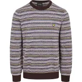 Lyle & Scott Pullover Crewneck Fairisle Ebony | Multicolour | Maat XL