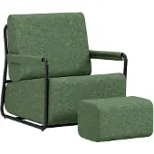 SoBuy Relaxfauteuil Donkergroen met Hocker, 59x74x78 cm