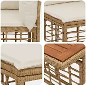 vidaXL Tuinbank Set 5 st Natuurlijk en Crème Wit poly rattan