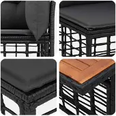 vidaXL Tuinbank Set 12 st Zwart en Donkergrijs poly rattan