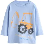 Next Shirt lichtblauw / oranje / zwart