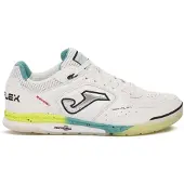 Joma Top Flex Rebound Zaalvoetbalschoenen (IN) Wit Zilvergrijs Turquoise Felgeel