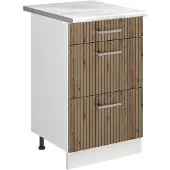 Vicco Keukenonderkast R-Line, Artisanaal eiken/Wit, 50 cm marmer werkblad