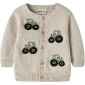 Name it Gebreid vest 'NBMLONDON' beige / jade groen / zwart