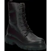 Wonders Dames Leren Enkellaarzen Alice zwart (37), Leer, Plat, Veters, Casual A-4313