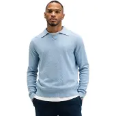 Butcher of Blue Poloshirt lichtblauw v-hals lange mouw