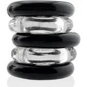 Hünkyjunk - Jacker - 5-Stack Stapelbare Cockringen - Zwart/Transparant