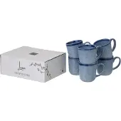J-Line kopje Luna - keramiek - blauw - 2 stuks
