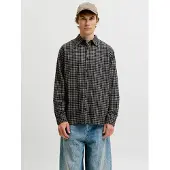 Jack & Jones Overhemd 'JJCarter' donkergrijs / zwart / wit