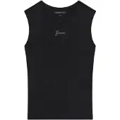 GUESS Dames Zwarte top met logo van strass-steentjes (S), Casual, Modaal, Mouwloos / spaghettibandjes W6YP17K3881
