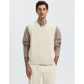 Selected Katoenen Gebreid Gilet Heren Grijs XXL