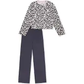 Schiesser Nachtkledij ' Nightwear ' donkerblauw / lichtgrijs / wit