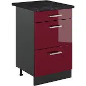 Vicco Keukenonderkast R-Line, Rode hoogglans/Antraciet, 50 cm antraciet werkblad
