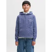 Jack & Jones JUNIOR hoodie met backprint - blauw Trui Jongens Sweat Capuchon - maat 164
